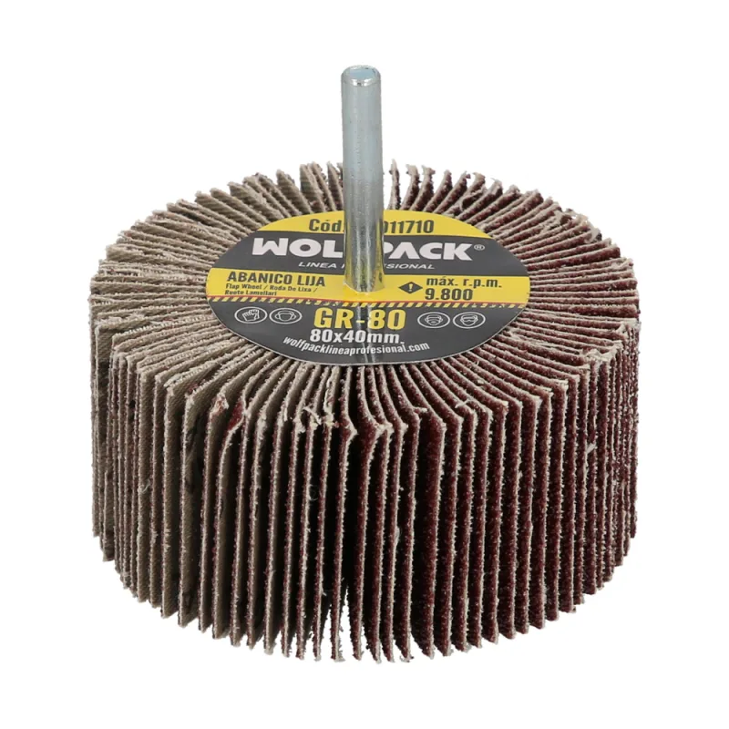 Abanico lija grano 80 medida ø 80 x 40 mm. disco abrasivo laminas, ruedas mil hojas, ruedas abrasivas,lijado,desbaste,pulir