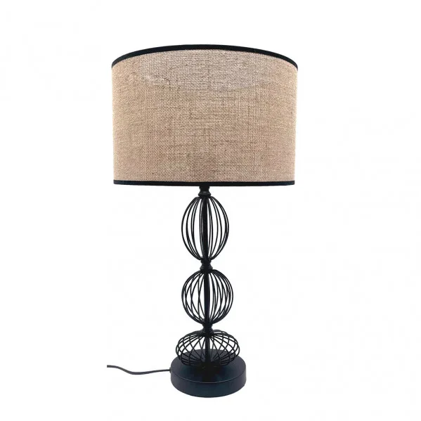 Sobremesa fionn 1xe27 negro pant.lino beis 56x32x32 cm