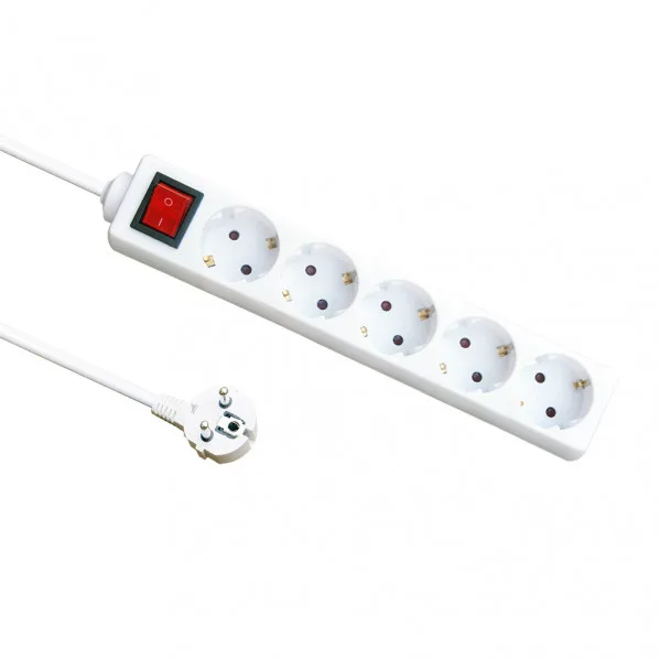 Base multiple 5 enchufes e interruptor cable 3m 3gx1,5mm de cobre 3500w max