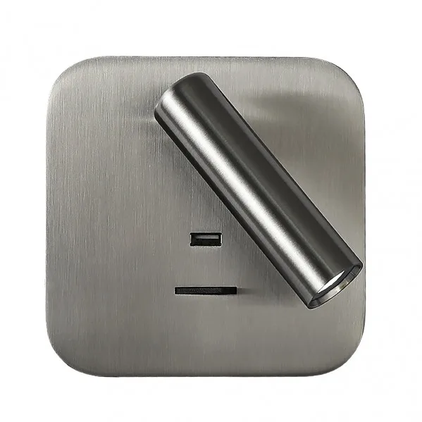 Aplique 3w 4000k giotto cuadrado niquel puerto usb 150lm c/interruptor 14x14x12cm orientb