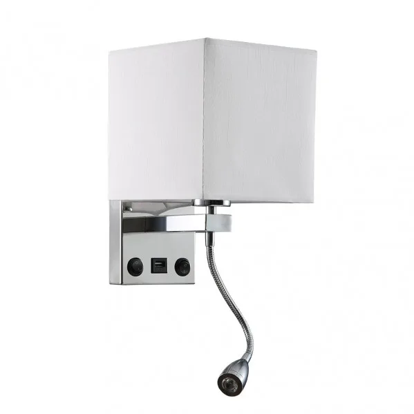 Aplique 3w 4000k+1xe27 y puerto usb stephen cromo/pant.blanca 285lm 38x17x20cm doble encendido