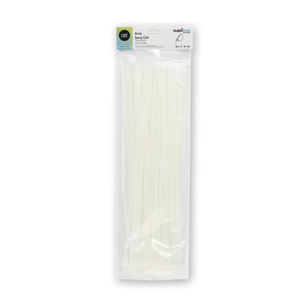 Bolsa 50 bridas util blancas 7,6x450mm. 100% nylon 66 resistentes y duraderas