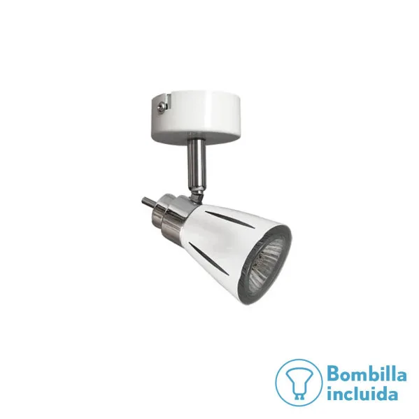 FABRILAMP Foco Color Blanco. 1xGU10 Bombilla Halógena Incluida.