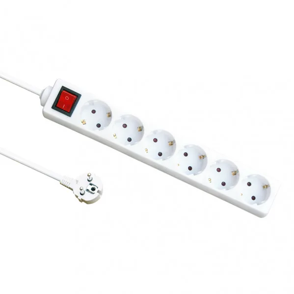 Enchufe múltiple 6 enchufes e interruptor cable 3 m 3 gx1,5 mm de cobre 3500 W máx