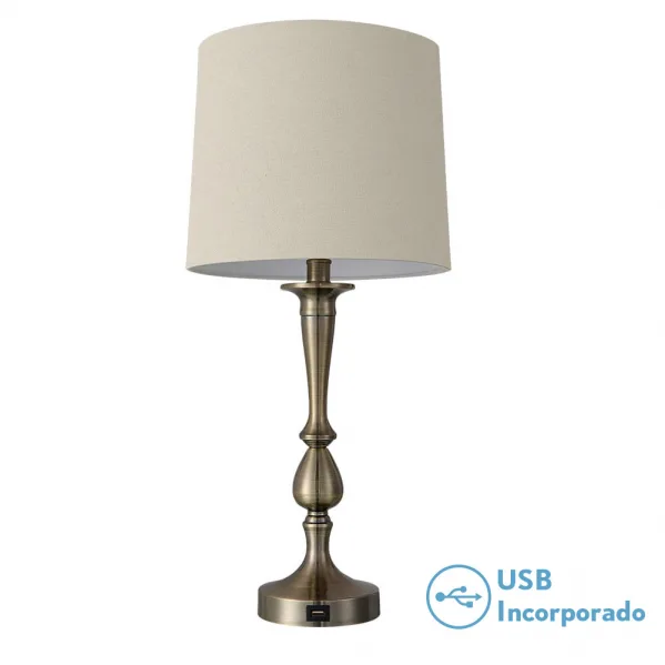 Sobremesa khalifa 1xe27 cuero 60´5x28x28 cm puerto usb