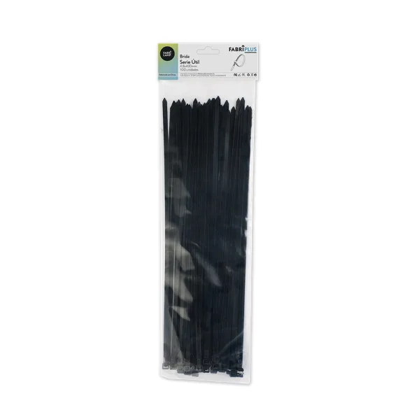 Bolsa 100 bridas util negras 4,8x430mm 100% nylon 66 resistentes y duraderas