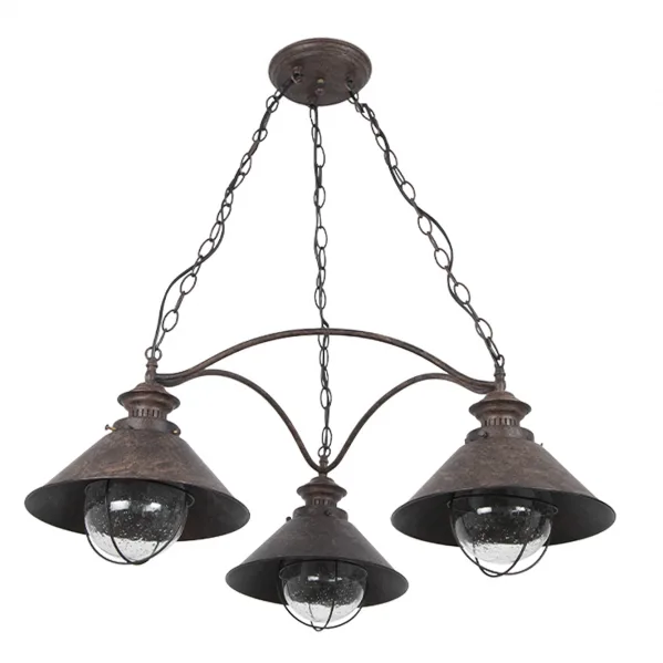 Lámpara de Techo Náutica Color Marrón. 3xE27. Medidas Regulablex70cm.