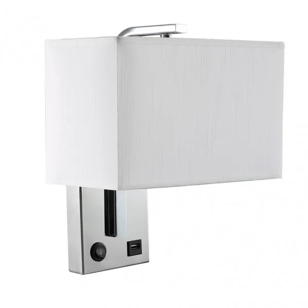 Aplique 1xe27 y puerto usb agatha cromo/pan.blanca 27x25x15cm con interruptor