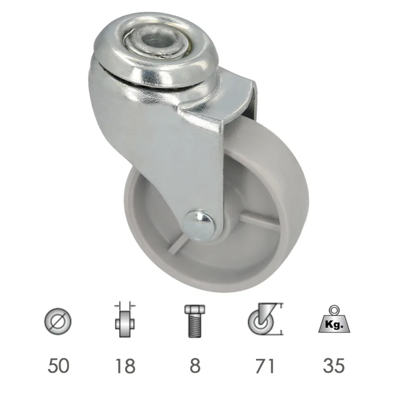 WOLFPACK LINEA PROFESIONAL 11111125 Rueda Domestica Ø 50 mm. Agujero Pasante Ø 8 mm, Multicolor