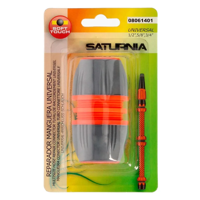 SATURNIA Reparador Universal Mangueras 1/2" 5/8" y 3/4". Facil de usar, Plastico Soft Touch.