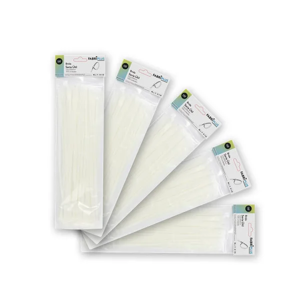 Bolsa 100 bridas util blancas 3,6x200mm. 100% nylon 66 resistentes y duraderas