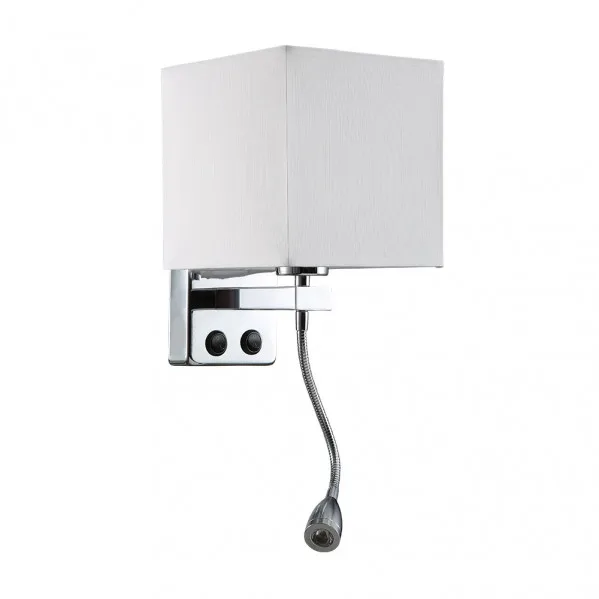 Aplique 3w 4000k+1xe27 stephen cromo/pantalla blanca 285lm 38x17x20cm doble encendido