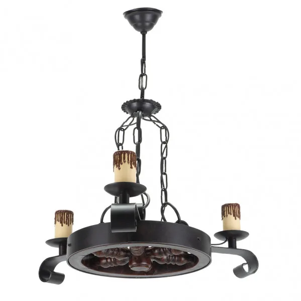 Lámpara de Techo Rústica Rueda. 3 Luces. 3xE27 60w. Medidas 50x42 cm.