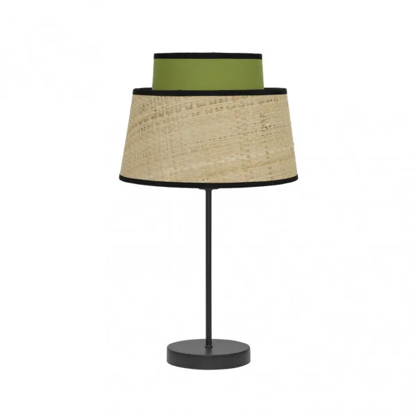 Sobremesa con pantalla color verde y Natural modelo Jia FABRILAMP