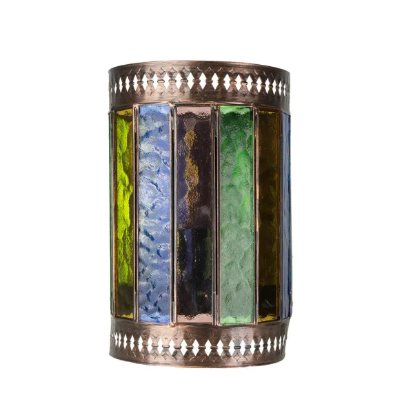 FABRILAMP Lampara Aplique Artesanal Casablanca 1xe27 Marron/colores 25x1 De .6d