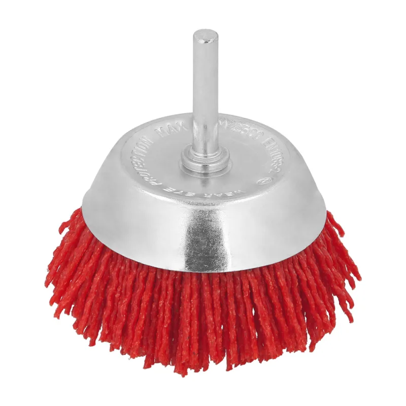 Cepillo nylon taza ø 75 m. 1/4". cepillo de lijado nailon. cepillo para taladro de nailon, cepillo de alambre abrasivo de nailon