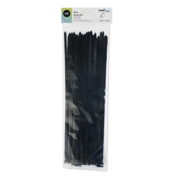 Bolsa 50 bridas util negras 7,6x550mm. 100% nylon 66 resistentes y duraderas