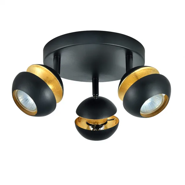 Plafon De 3 Focos Para Baño Modelo Beethoven Negro/oro