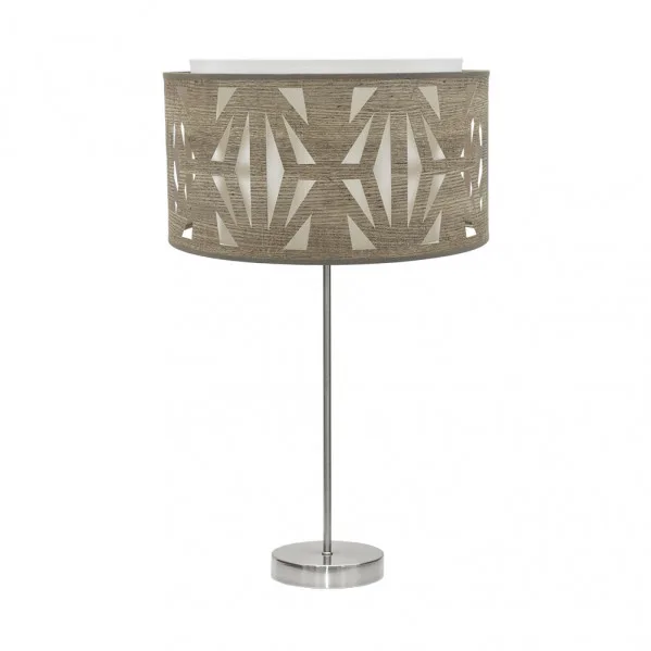 Sobremesa alto katerina 1xe27 niquel/madera gris 61x30x30 cm