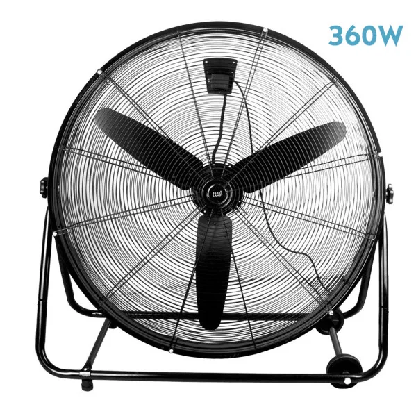 FABRILAMP VENDAVAL ventilador industrial de suelo para interior, 360W, 87 cm, 3 aspas aluminio, 3 velocidades, cabezal orientable, con ruedas, color negro