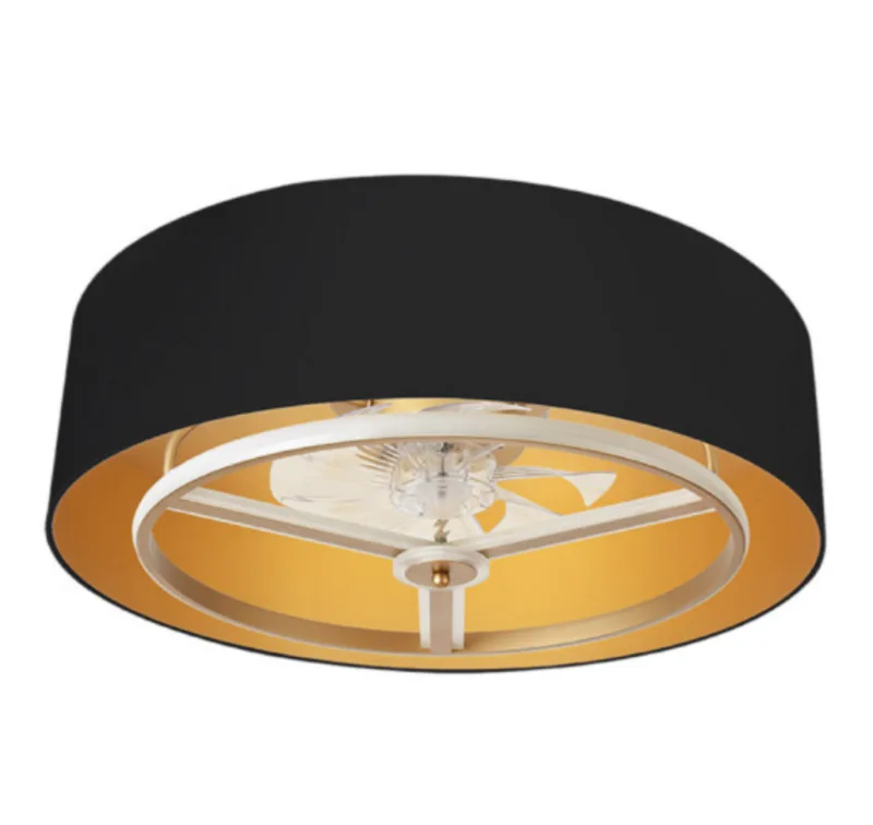 Ventilador de techo DC, Anuska, 60W negro/oro-oro, 70 cm, 8 aspas, 6 vels., 5100 lm, 3 colores LED, silencioso, control remoto, memoria, regulador de intensidad y temporizador