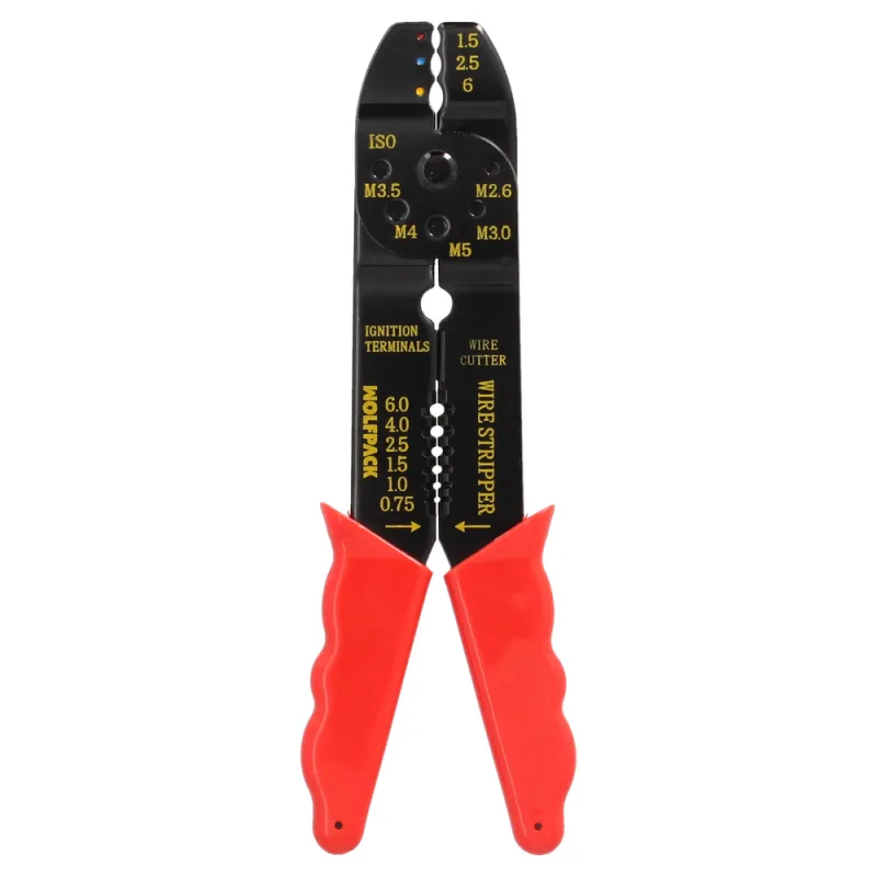WOLFPACK LINEA PROFESIONAL Alicates Crimpar Terminales Con Pelacables 195 mm.