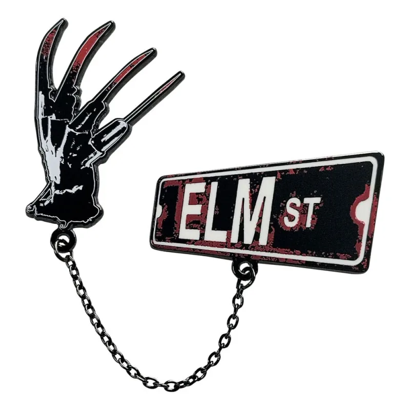 Nightmare on Elm St Pin - Juego de 2 insignias con cadena de conexión, 59x39mm and 37x65.5mm, Metal