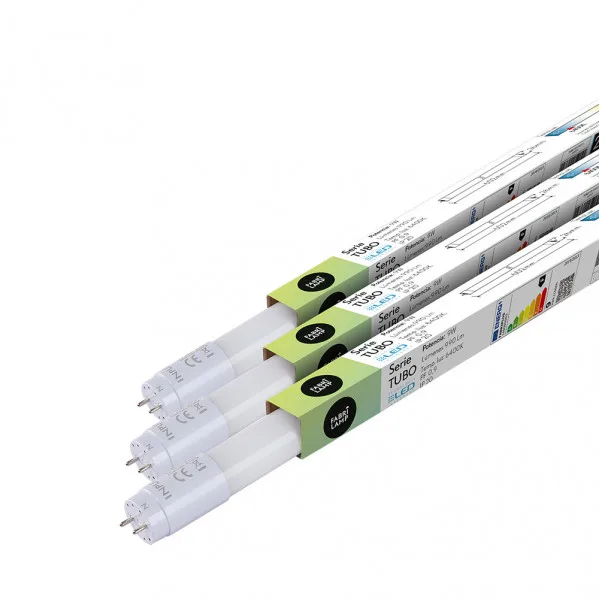 Tubo LED T8 FABRIPLUS 9W para iluminación interior, 900 lúmenes, luz fría 6400K, formato 60 cm, venta en cajas de 25 unidades