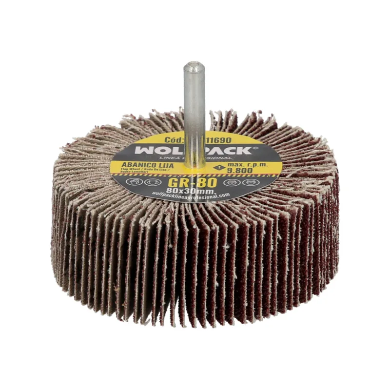 Abanico lija grano 80 medida ø 80 x 30 mm. disco abrasivo laminas, ruedas mil hojas, ruedas abrasivas,lijado,desbaste,pulir