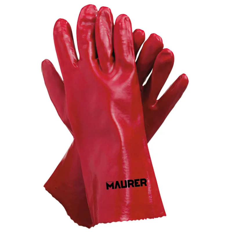 MAURER Guantes Pvc Rojo 35 cm.
