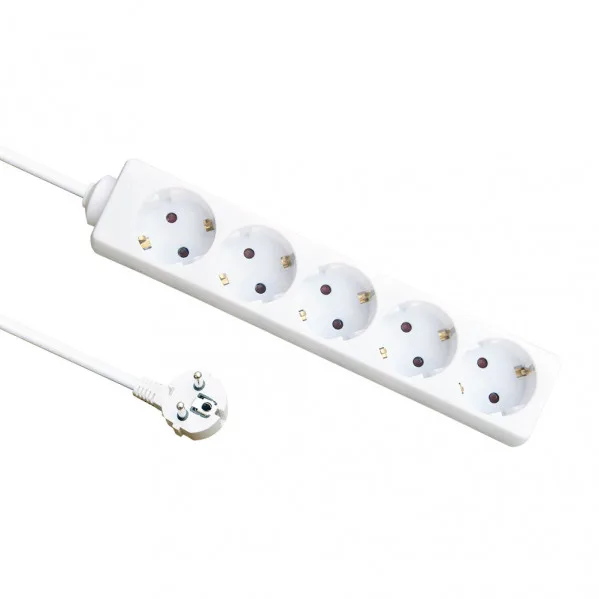 Enchufe múltiple con 5 enchufes, cable de 3 m, 3 x 1,5 mm, cobre, 3500 W máx