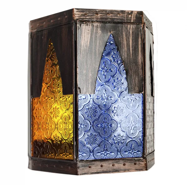 Aplique artesanal meknes 1xe27 marron/colores 21,5x18,5