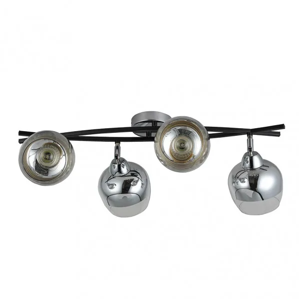 Regleta denali 4xe27 cromo/negro 22x60x35 cm