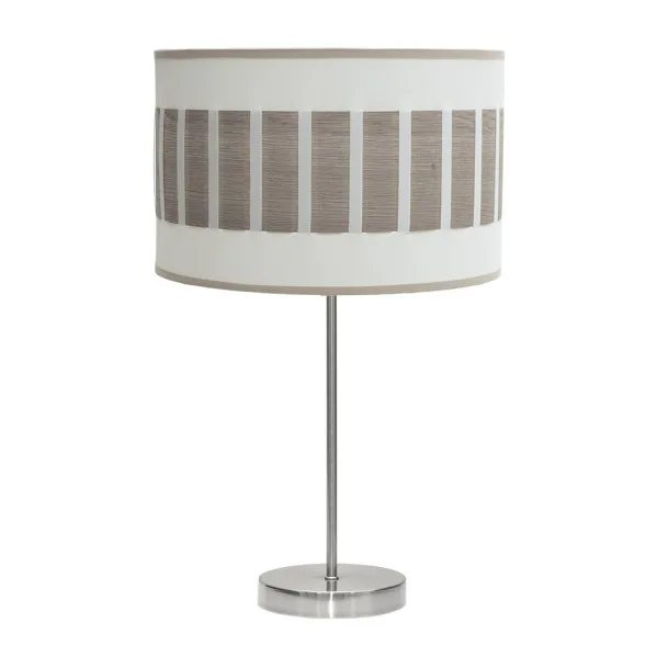 Sobremesa alto ivanna 1xe27 niquel/blanco-madera gris 62x30x30 cm