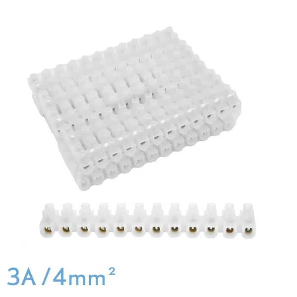 Regleta ficha de empalme 3a/4mm2 pe semitransparente 12 fichas flexible y facil de cortar