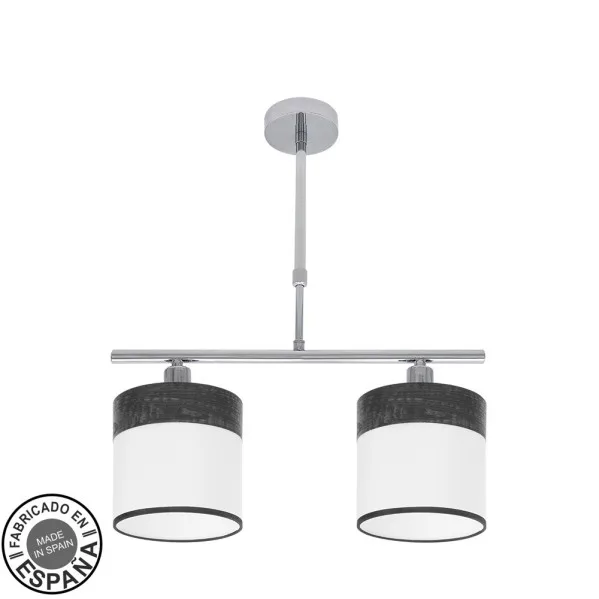 FABRILAMP Lampara Cloe 2xe14 Cromo/blanca-madera Negra Regx43x14 cm