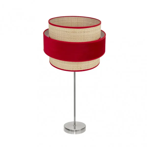 Sobremesa alto reyes 1xe27 niquel/natural-rojo 64x30x30 cm