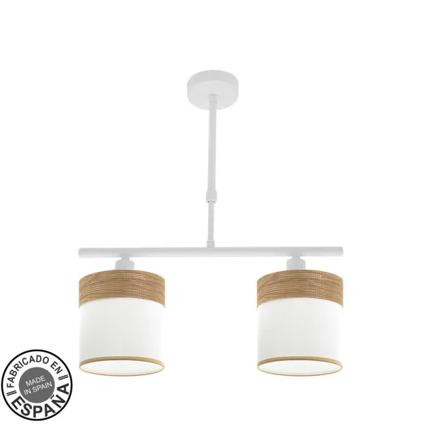 FABRILAMP Lampara Cloe 2xe14 Blanca/blanca-madera Clara Regx43x14 cm