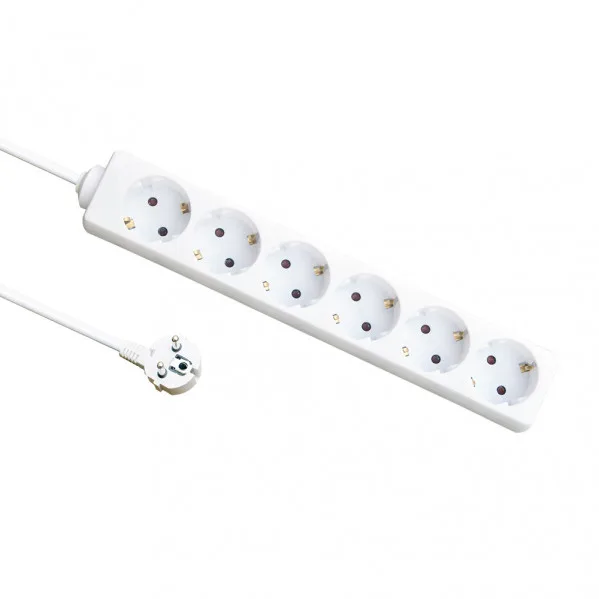 Base múltiple 6 enchufes con cable 1,5m 3Gx1,5mm cobre 3500W máxima potencia regleta eléctrica hogar oficina