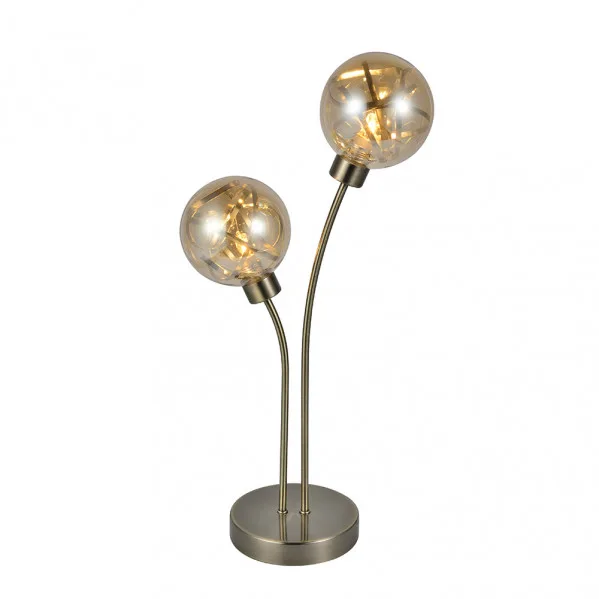 Sobremesa de dos tulipas modelo VARANASI cuero FABRILAMP