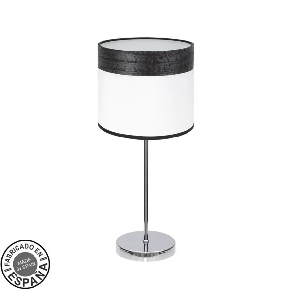 FABRILAMP Sobremesa Cloe 1xe14 Cromo/blanca-madera Negra 42X18X18 CM