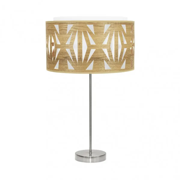 Sobremesa alto katerina 1xe27 niquel/madera clara 61x30x30 cm