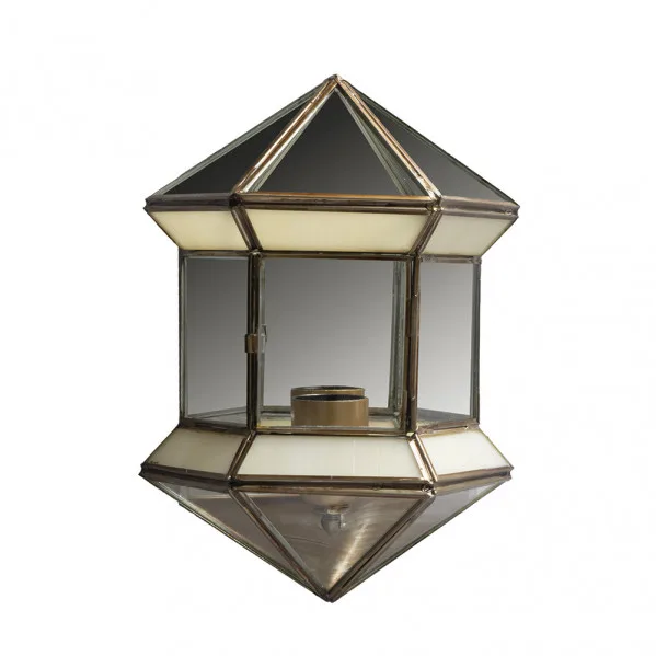 Aplique hexagonal 1xe27 granadino opalina 27x20x11 cm