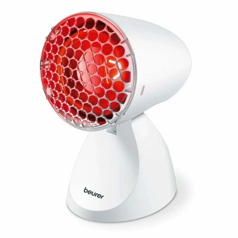 Beurer IL 11 Lámpara de infrarrojos con rejilla protectora, dispositivo médico con calor calmante para uso en resfriados y tensiones musculares, 5 niveles de inclinación
