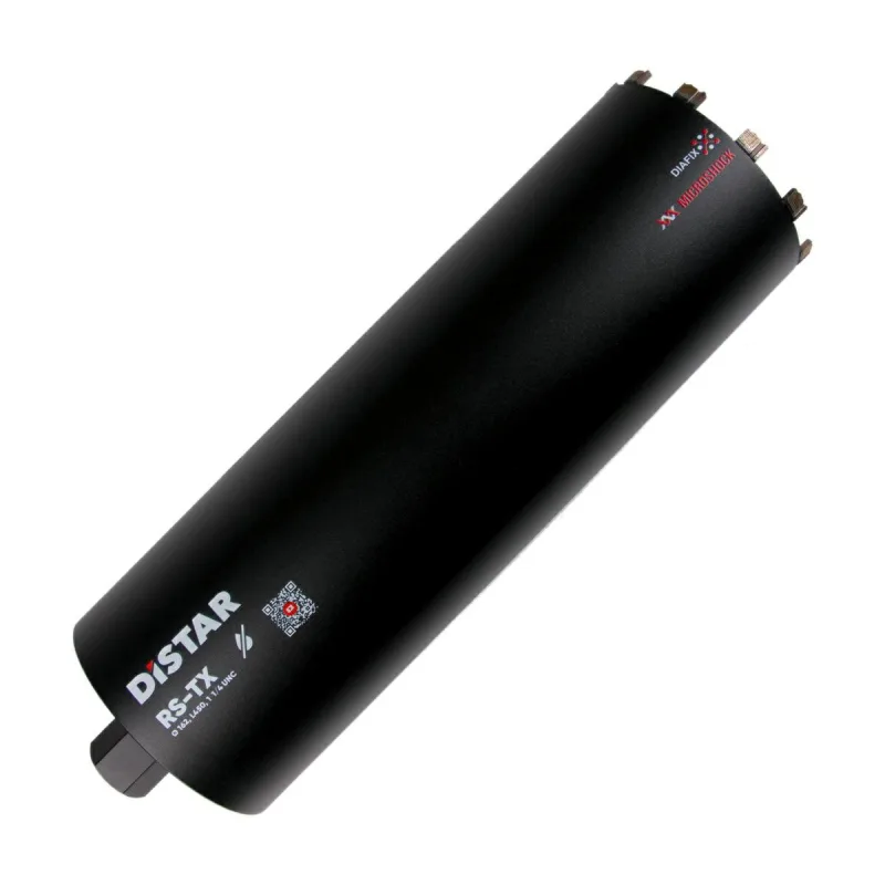 Corona diamantada Distar RS-TX 1 1/4" 162mm x 450mm, corte seco rápido y preciso, ideal para cerámica, granito y concreto, alta durabilidad, rendimiento profesional.