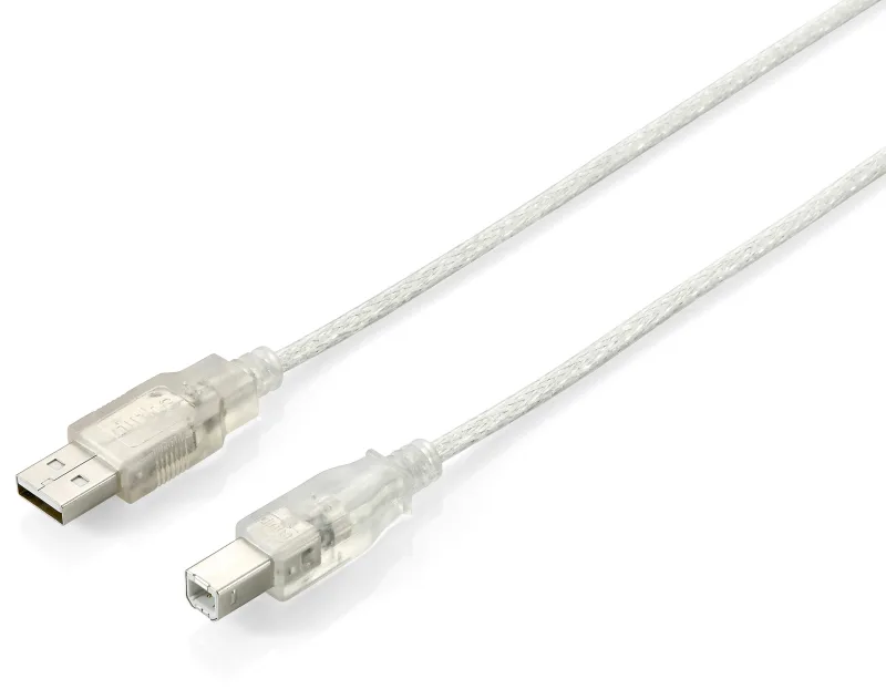Equip 128652 Cable USB 2.0 de tipo A macho a tipo B macho, 5,0 m, plateado transparente