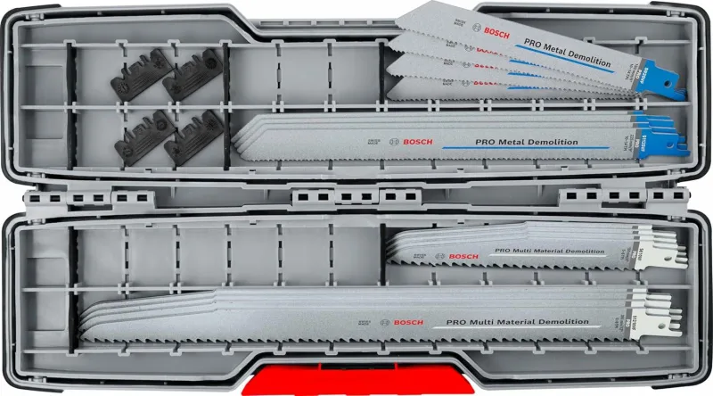 Bosch Pro Tough Box Demolition - Juego de 16 hojas de sierra sable (16 piezas, (para tubos y perfiles de metal, metales no ferrosos, longitud mm, accesorios profesionales de sierra sable)