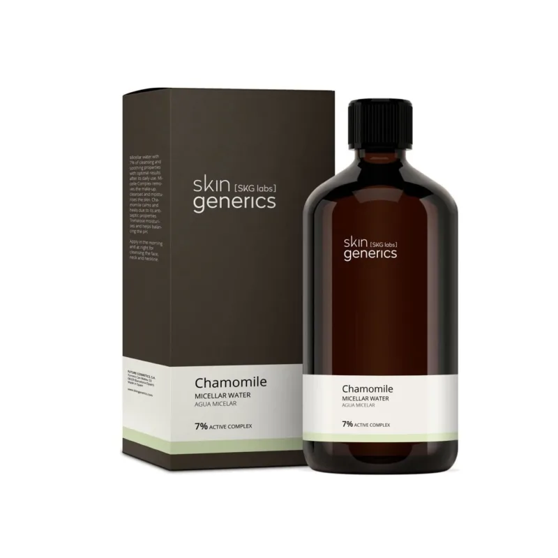 SKIN GENERICS - Agua Micelar Desmaquillante con Manzanilla - 250 ml - Para Todo Tipo de Pieles - Propiedades Antisépticas - Sin Parabenos - 100% Vegano