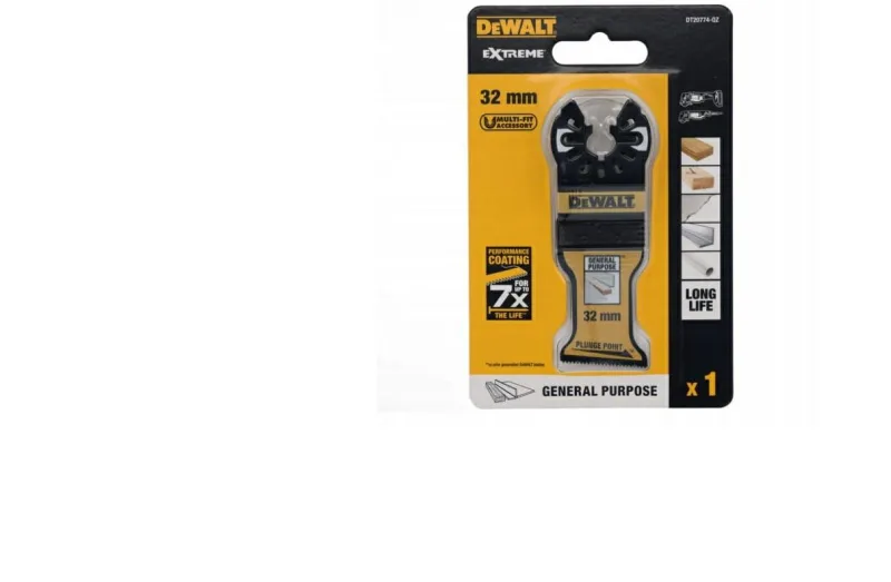Hoja de sierra bimetálica, marca DeWalt, modelo MT brzeszczot 32mm, corte preciso en metal y madera, alta resistencia, diseño compacto, longitud 32 mm, uso profesional