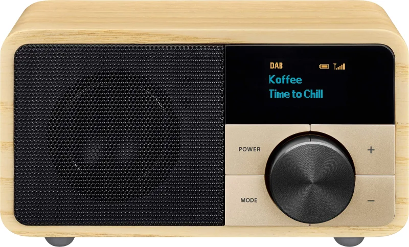 SANGEAN DDR-7 - Radio Dab Retro compacta con Altavoz Bluetooth, recepción FM, batería integrada, diseño portátil y Carcasa de Madera Natural, Color Madera Natural